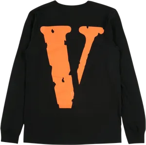 Vlone Logo Black Long Sleeve Shirt PNG Image