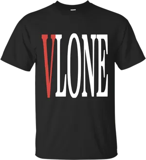 Vlone Logo Black T Shirt PNG Image