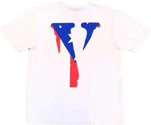 Vlone Staple Tee White Blue Red PNG Image