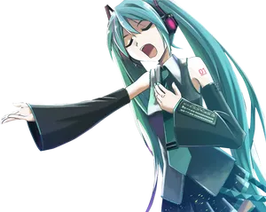 Vocaloid_ Performance_ Anime_ Render PNG Image