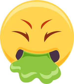 Vomiting Emoji Illustration PNG Image