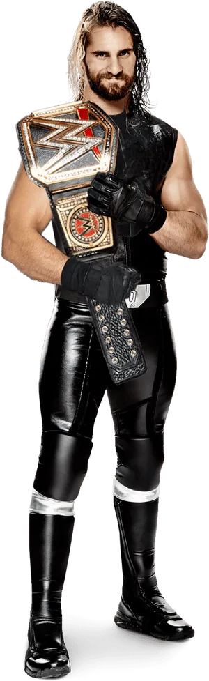 W W E_ Champion_with_ Belt_ Pose PNG Image