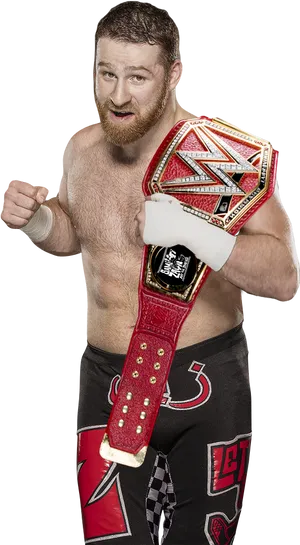 W W E Champion With Red Belt PNG Image