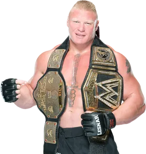 W W E Championwith Titles PNG Image