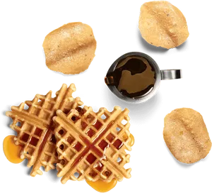 Wafflesand Syrup Still Life PNG Image