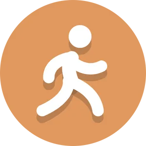 Walking Person Icon Orange Background PNG Image