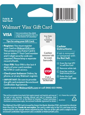 Walmart Visa Gift Card Instructions PNG Image