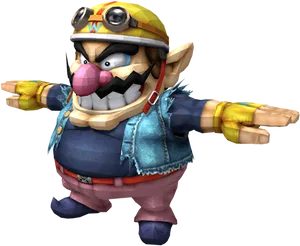 Wario_in_ Action_ Pose.png PNG Image