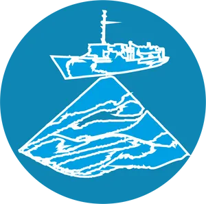 Warship Over Iceberg Graphic PNG Image