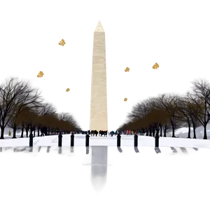 Washington Monument Snowy Scene Png Ver PNG Image