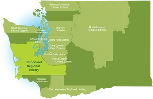 Washington State Library Systems Map PNG Image