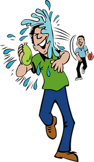 Water Balloon Splash Cartoon PNG Image