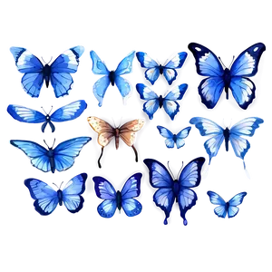 Watercolor Blue Butterflies Png 74 PNG Image