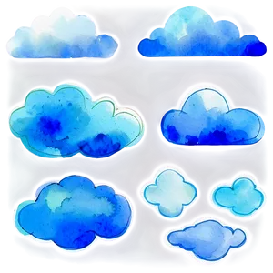 Watercolor Blue Clouds Png 06202024 PNG Image