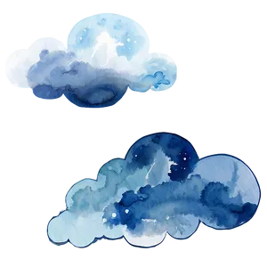 Watercolor Blue Clouds Png Oup68 PNG Image