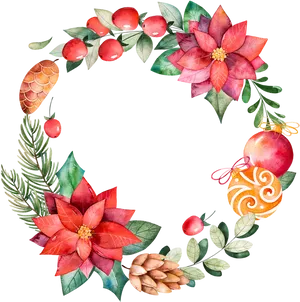 Watercolor_ Christmas_ Wreath_ Element PNG Image