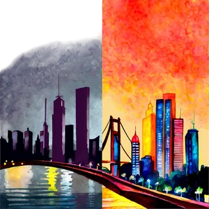 Watercolor City Skyline Png Wau PNG Image