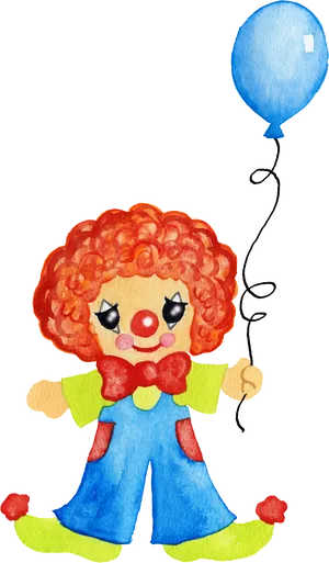 Watercolor Clownwith Balloon PNG Image