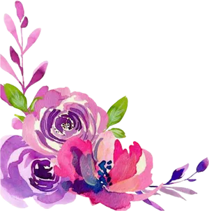 Watercolor_ Floral_ Border_ Purple_ Pink.png PNG Image