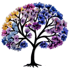 Watercolor Flower Tree Art Png Ftq76 PNG Image