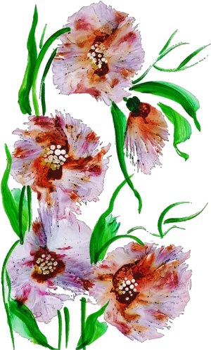 Watercolor Gladiolus Flowers Artwork PNG Image