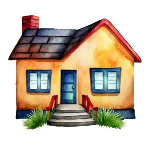 Watercolor House Emoji Png Fop PNG Image