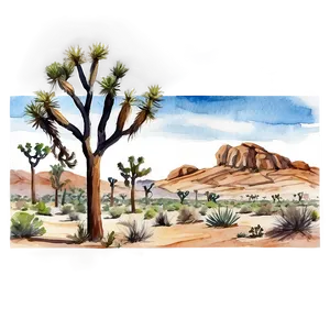 Watercolor Joshua Tree Scene Png 06262024 PNG Image