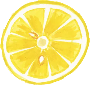 Watercolor Lemon Slice Artwork PNG Image