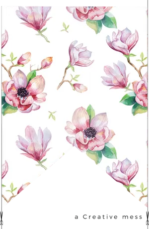 Watercolor Magnolia Pattern PNG Image