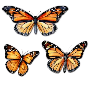 Watercolor Monarch Butterflies Png Iha PNG Image