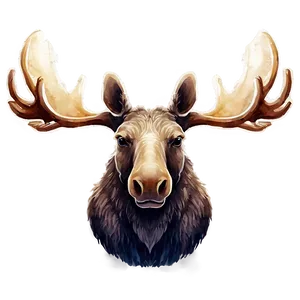 Watercolor Moose Head Painting Png 06292024 PNG Image