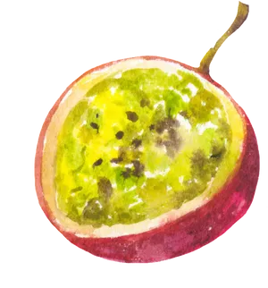 Watercolor Passion Fruit Slice PNG Image