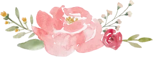 Watercolor Pink Flower Arrangement PNG Image