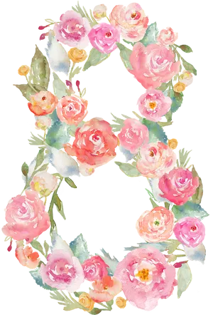 Watercolor_ Pink_ Rose_ Wreath PNG Image