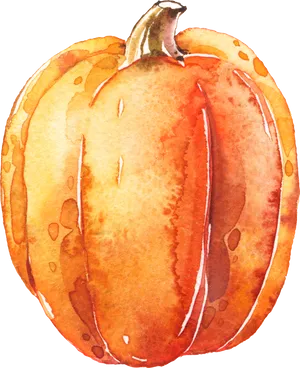 Watercolor Pumpkin Artwork PNG Image