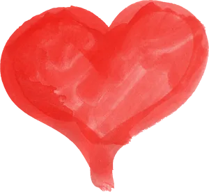 Watercolor Red Heart Transparent Background PNG Image