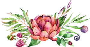 Watercolor Succulent Bouquet PNG Image