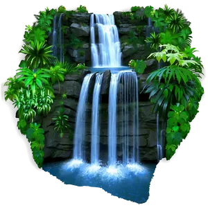 Waterfall Scenery Png Whi PNG Image