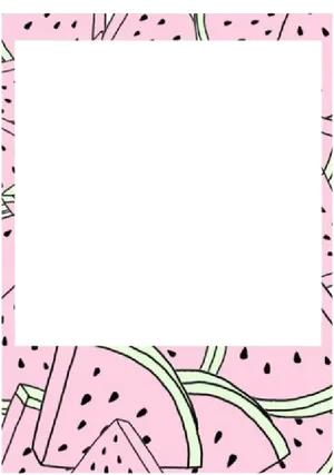 Watermelon Themed Polaroid Frame PNG Image