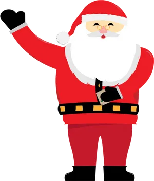 Waving Santa Claus Vector PNG Image