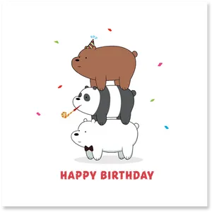 We Bare Bears Birthday Celebration PNG Image