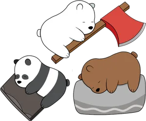 We Bare Bears Brothers Relaxing PNG Image