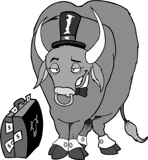 Wealthy Business Buffalo Cartoon PNG Image