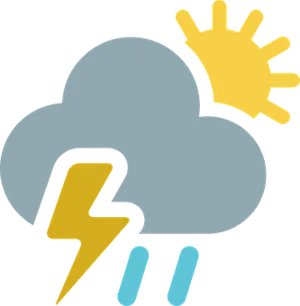 Weather Icon Cloud Lightning Rain Sun PNG Image