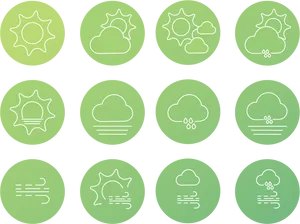 Weather_ Icons_ Set_ Green_ Background PNG Image