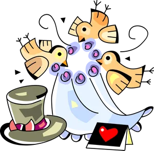 Wedding Birds Celebration Clipart PNG Image