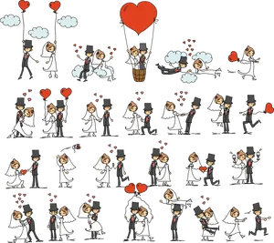 Wedding Cartoon Collection PNG Image