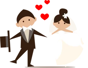 Wedding Cartoon Couple Love PNG Image