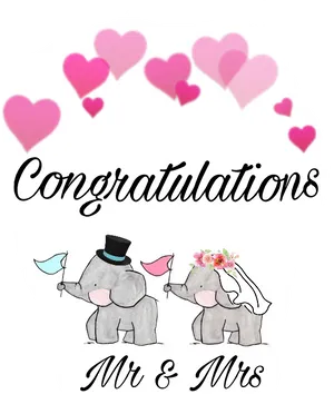 Wedding Congratulations Elephants Heart Crown.png PNG Image