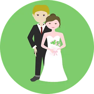 Wedding Couple Cartoon Illustration PNG Image